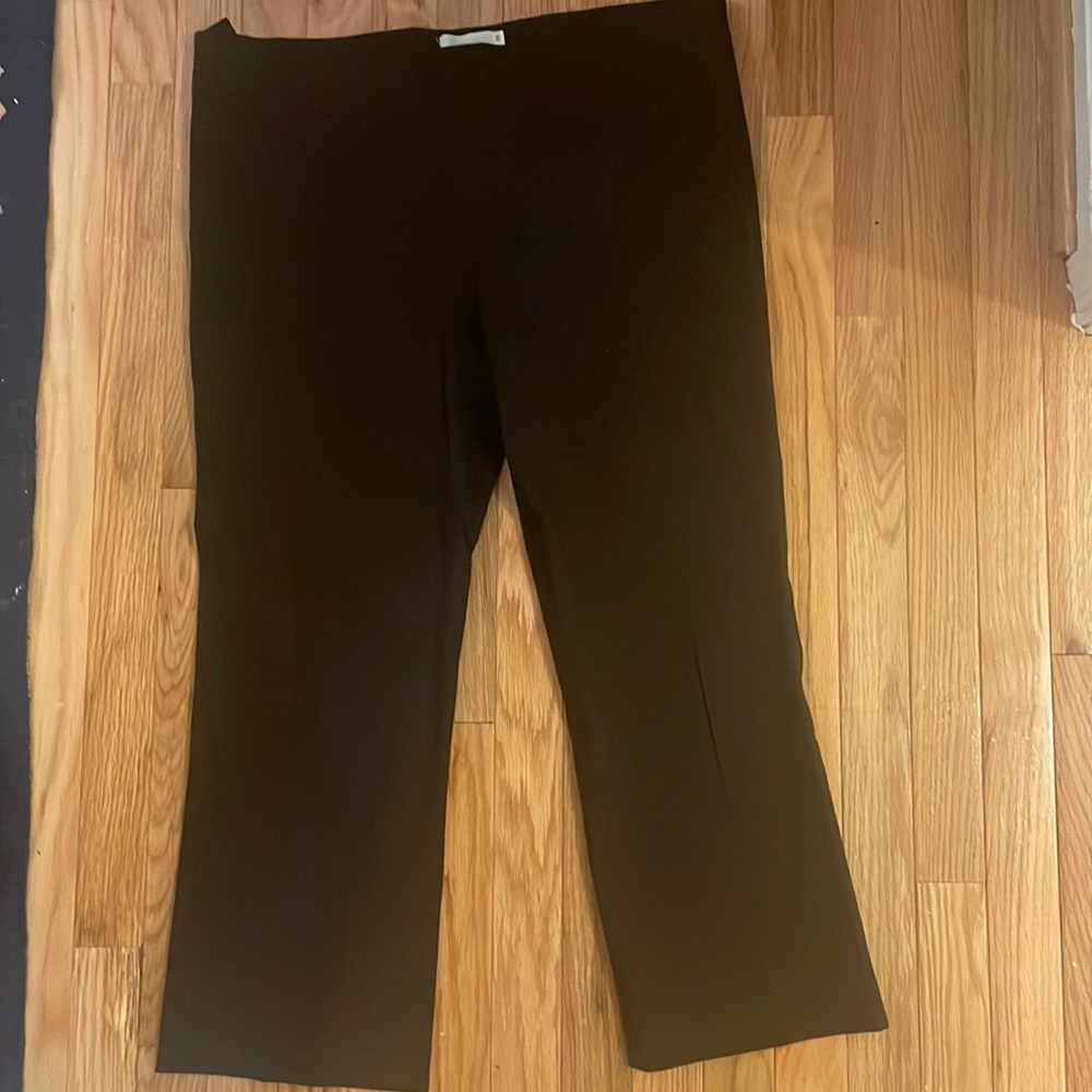 Dark brown cotton stretch maternity Capri pants